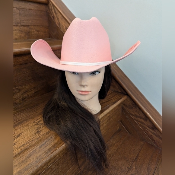 WESTERN EXPRESS CATTLEMAN PINK STRAW COWBOY HAT.  adult Size Small Medium - Picture 10 of 15